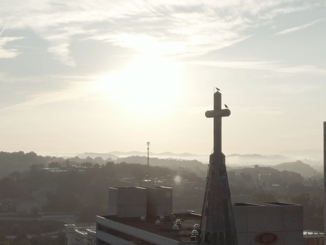 church at sunset